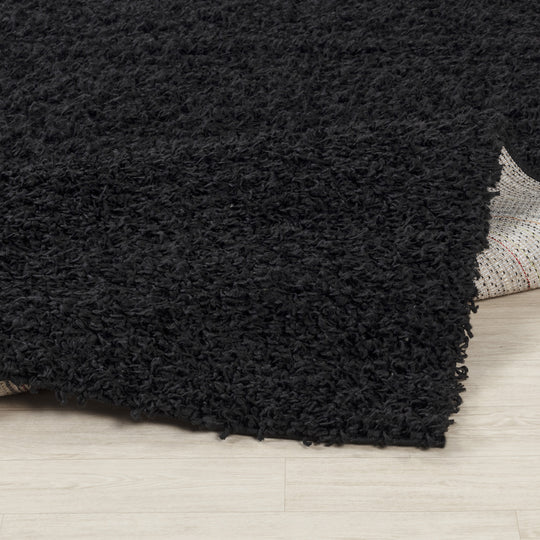 Tapis de Couloir Shaggy Moderne Noir Boracay