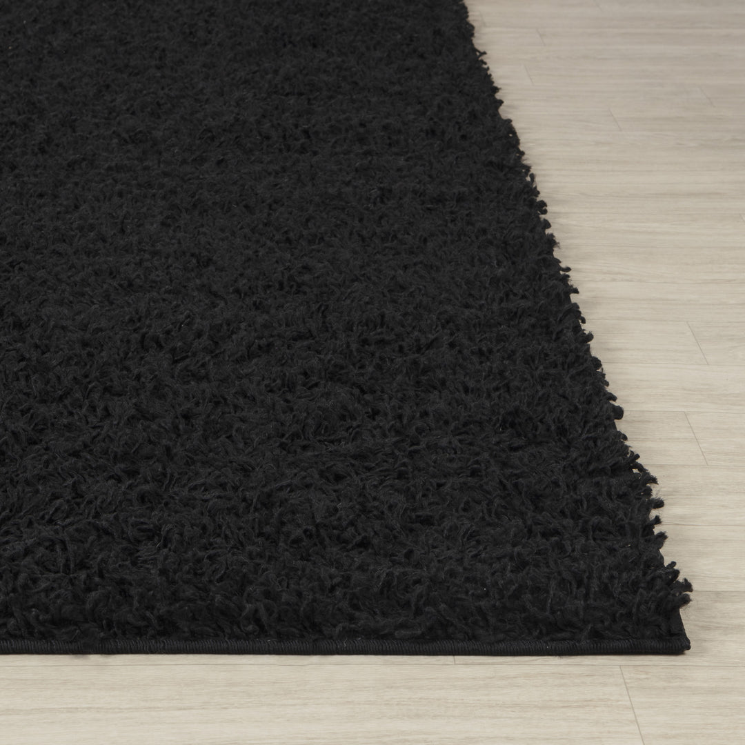 Tapis de Couloir Shaggy Moderne Noir Boracay