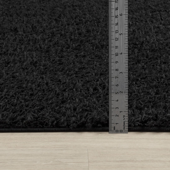 Tapis de Couloir Shaggy Moderne Noir Boracay