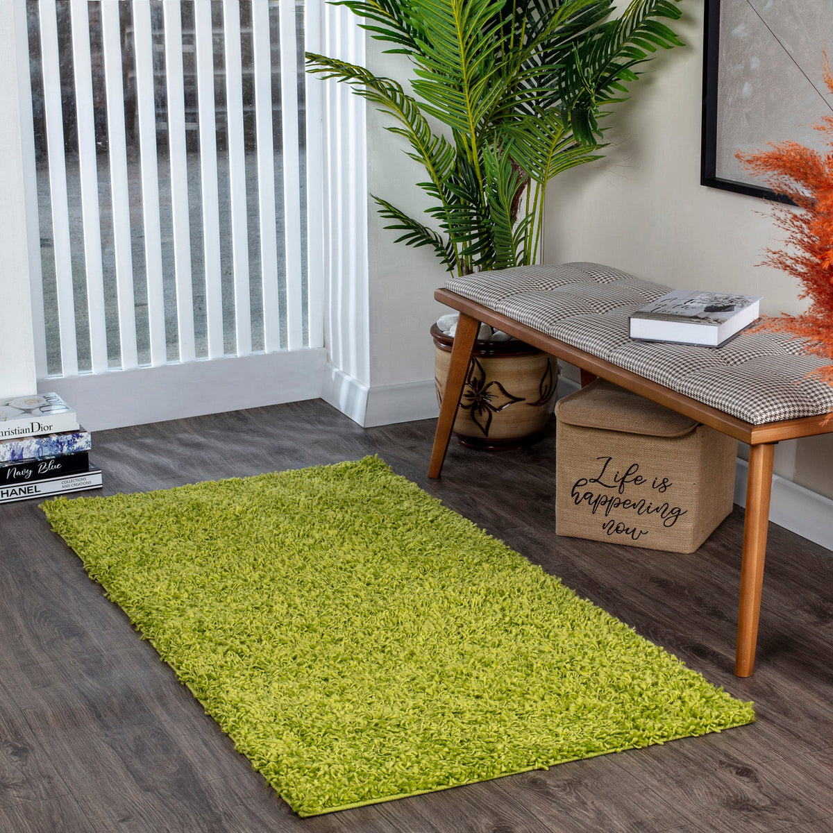 Tapis SURYA Boracay shaggy, uni vert pomme à poils longs, vue 11