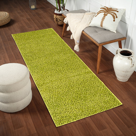 Tapis de Couloir Shaggy Moderne Vert Boracay