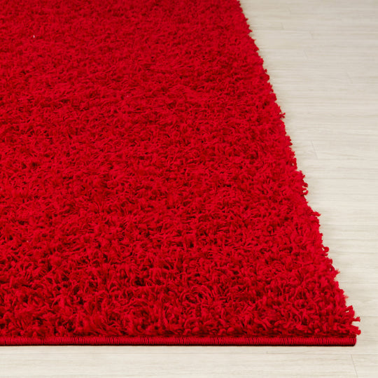 Tapis de Couloir Shaggy Moderne Rouge Boracay