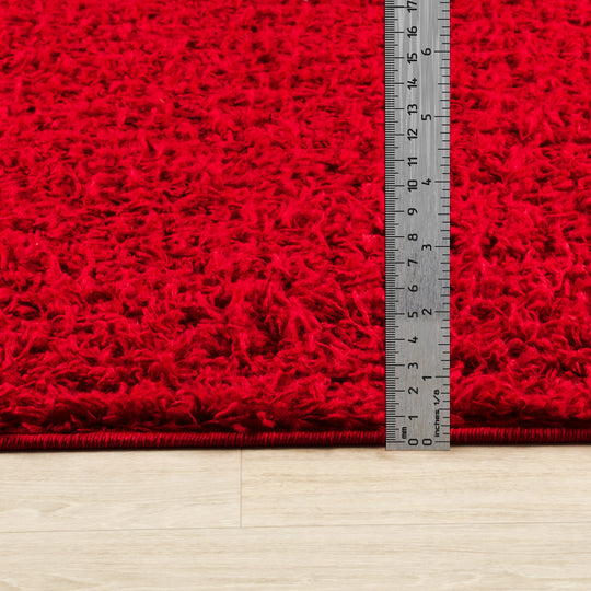 Tapis de Couloir Shaggy Moderne Rouge Boracay