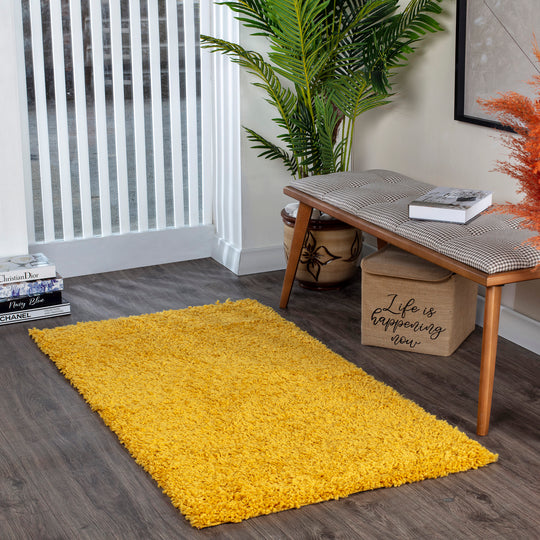 Tapis Shaggy Moderne Jaune Boracay