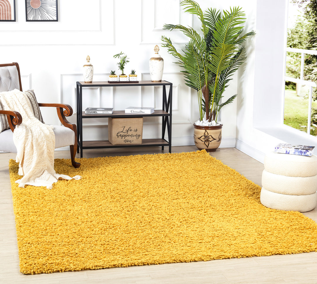 Tapis Shaggy Moderne Jaune Boracay