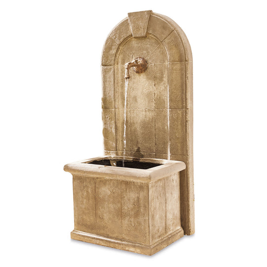 Fontaine murale de jardin LOBERON Ginette effet pierre vieillie — photo produit