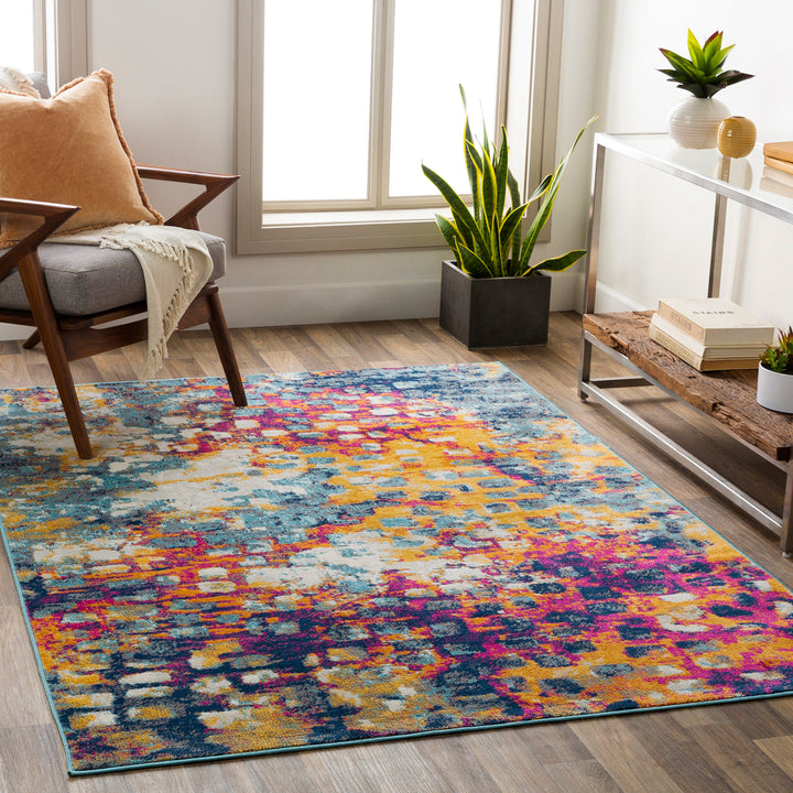 Tapis Abstrait Moderne Multicolore/Orange Moore