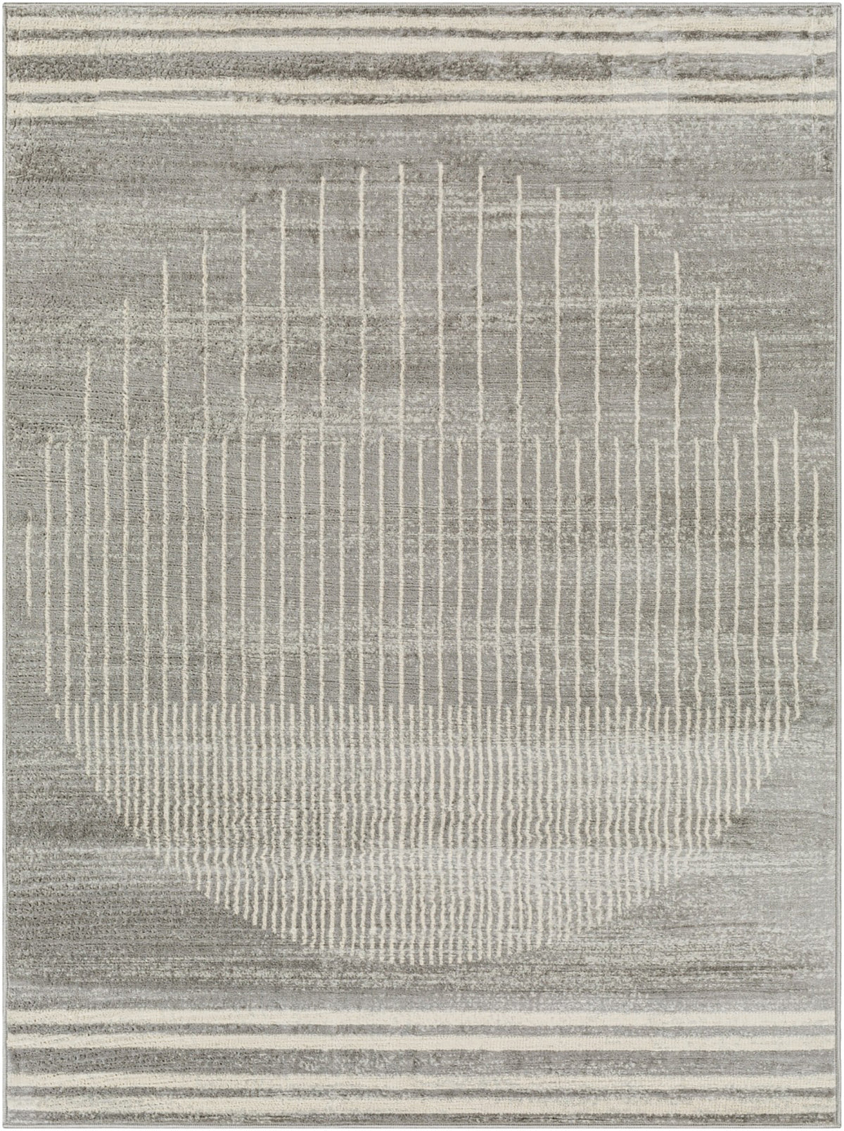 Tapis SURYA Santiago géométrique, motif de lignes fines et formes arrondies gris et beige, vue 2