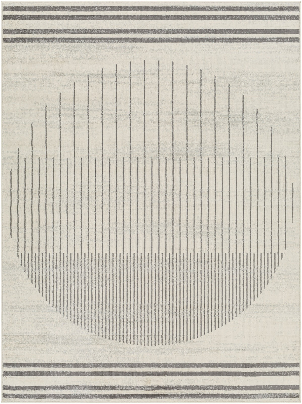 Tapis SURYA Santiago scandinave, motif demi-cercle rayé gris sur fond beige clair, vue 2