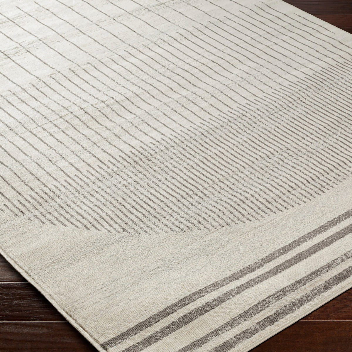 Tapis SURYA Santiago scandinave, motif demi-cercle rayé gris sur fond beige clair, vue 9