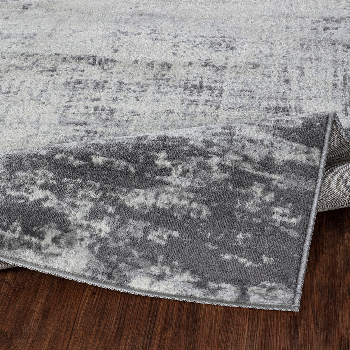 Tapis SURYA Wamba moderne, motif abstrait patiné, gris, anthracite et blanc cassé, vue 4