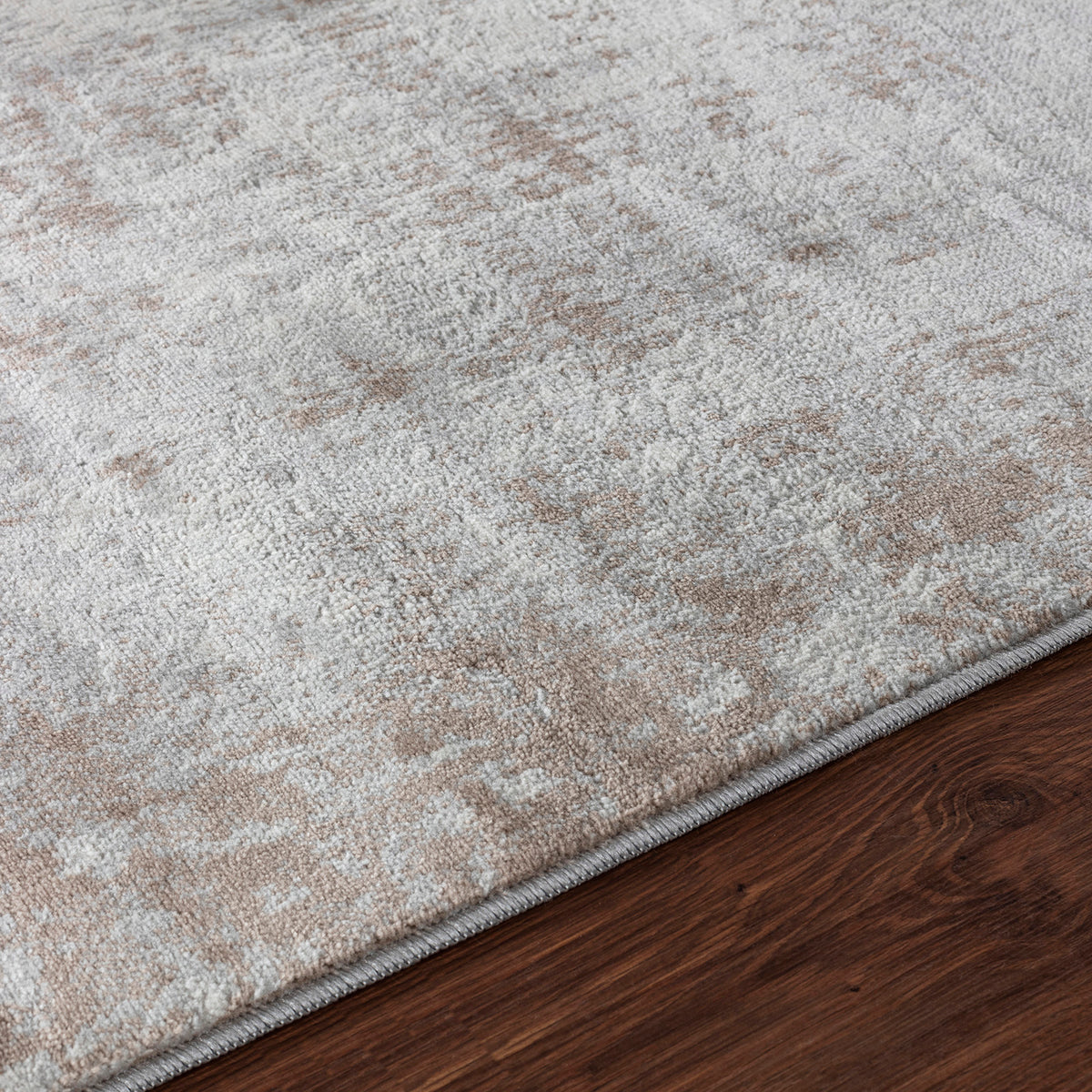 Tapis SURYA Wamba moderne, motif abstrait délavé gris clair et beige, vue 3