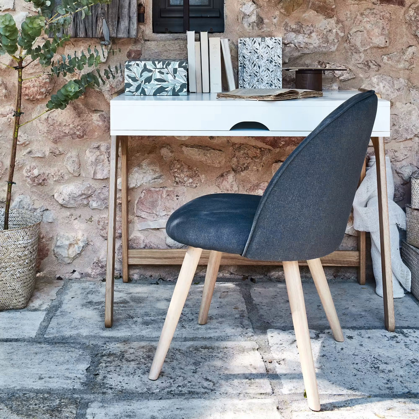 Lot de 4 Chaises ALINEA Garos en tissu bleu figuerolles