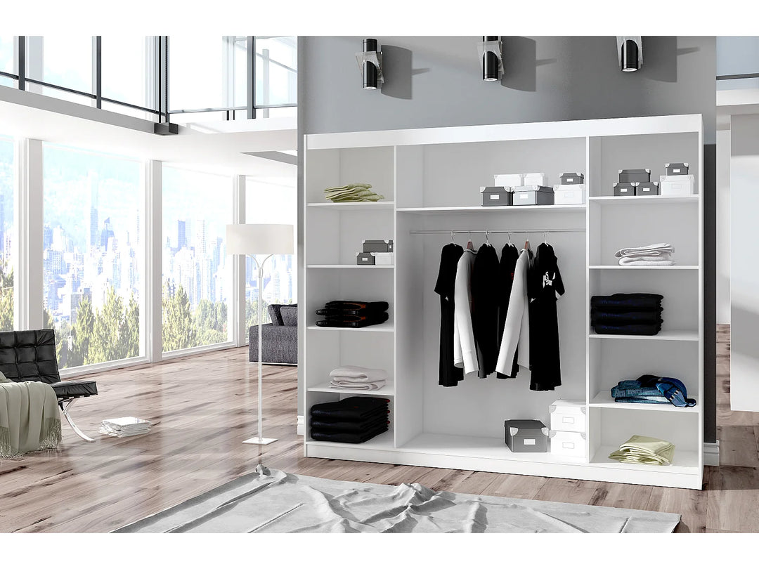 Armoire LES TENDANCES Douko 3 portes coulissantes noir miroir 250cm — photo produit