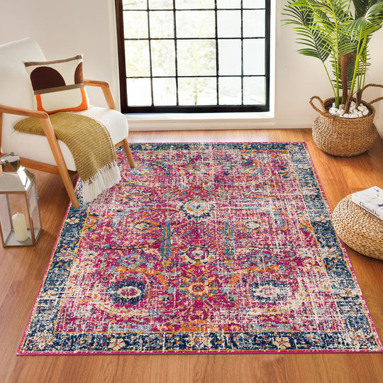 Tapis Vintage Oriental Bordeaux/Bleu Nashua