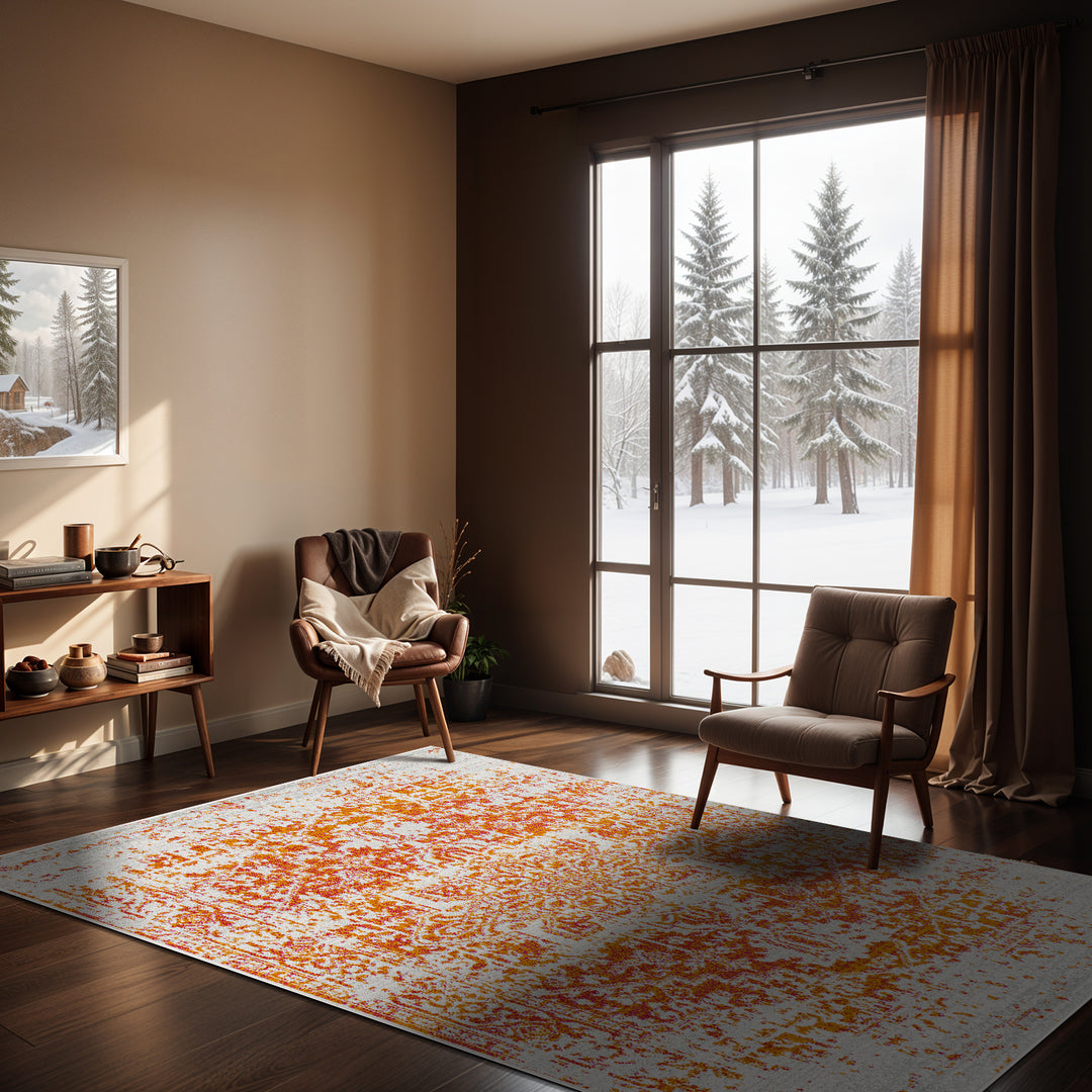Tapis Vintage Oriental Orange/Blanc Syracusa
