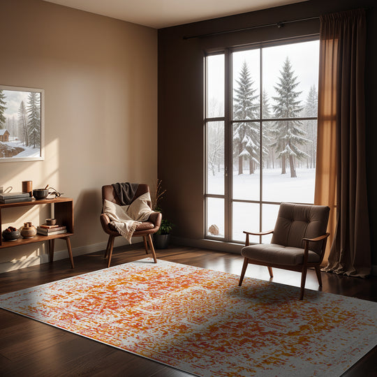 Tapis Vintage Oriental Orange/Blanc Syracusa