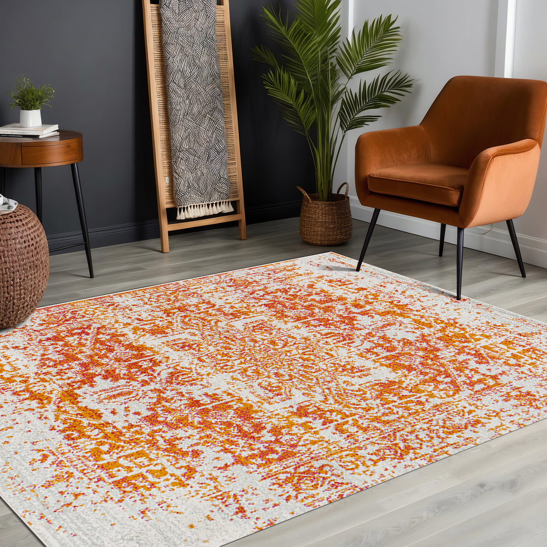 Tapis Vintage Oriental Orange/Blanc Syracusa