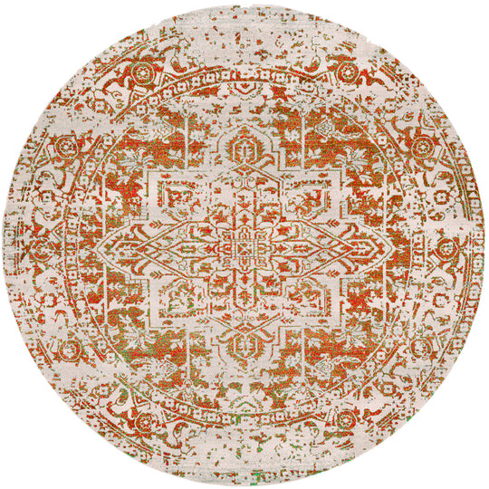 Tapis Rond Vintage Oriental Orange/Blanc Rond Syracusa