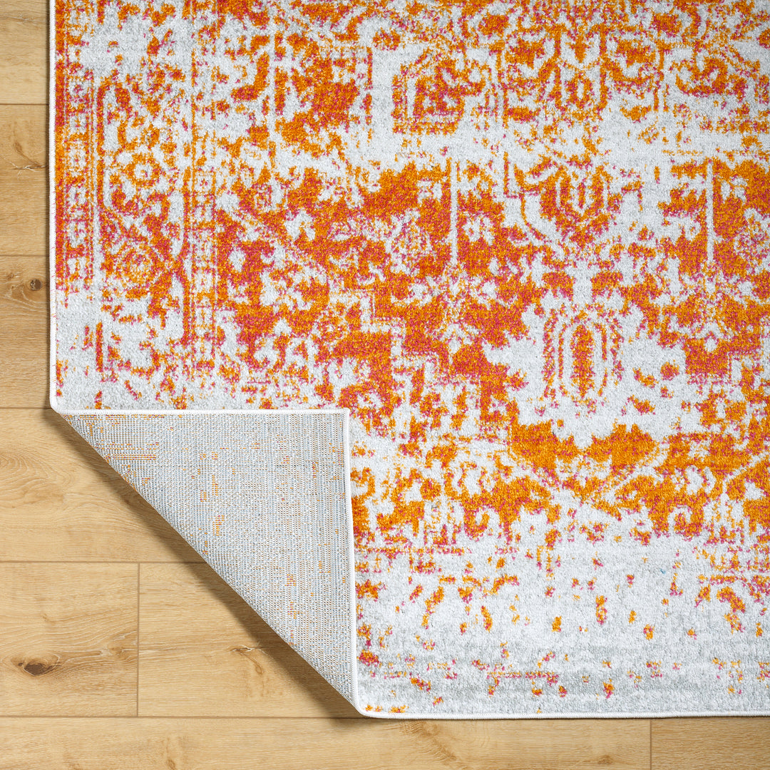 Tapis Rond Vintage Oriental Orange/Blanc Rond Syracusa