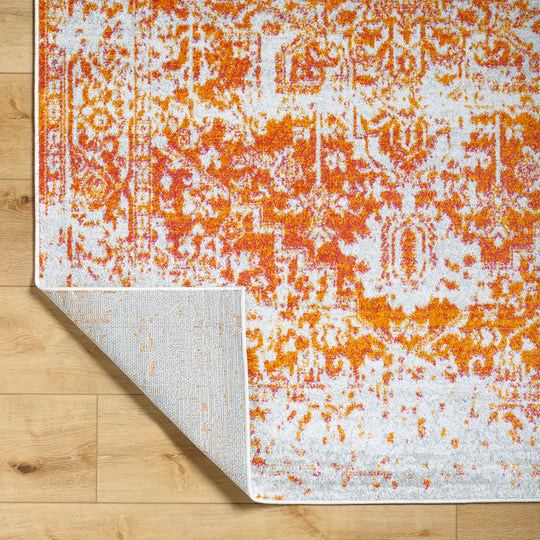 Tapis Rond Vintage Oriental Orange/Blanc Rond Syracusa