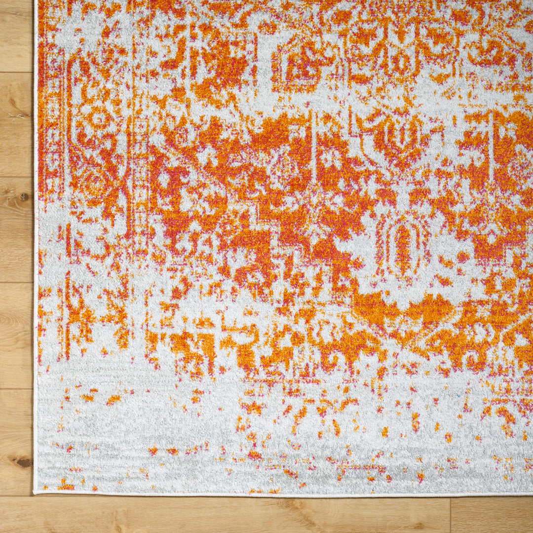 Tapis Rond Vintage Oriental Orange/Blanc Rond Syracusa