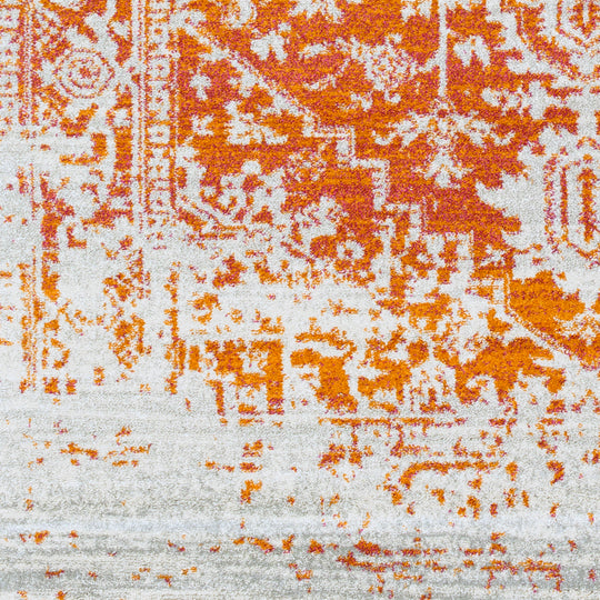Tapis Rond Vintage Oriental Orange/Blanc Rond Syracusa