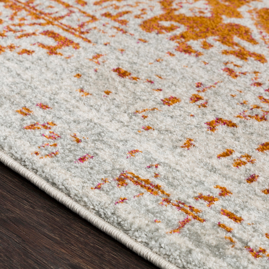 Tapis Rond Vintage Oriental Orange/Blanc Rond Syracusa