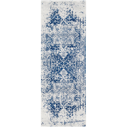 Tapis de Couloir Vintage Oriental Bleu/Blanc Syracusa