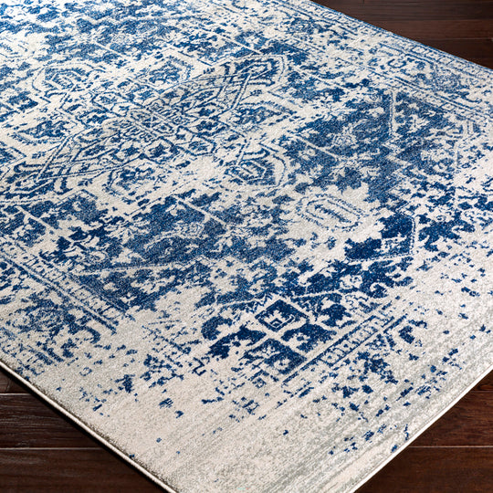 Tapis de Couloir Vintage Oriental Bleu/Blanc Syracusa