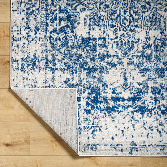 Tapis de Couloir Vintage Oriental Bleu/Blanc Syracusa