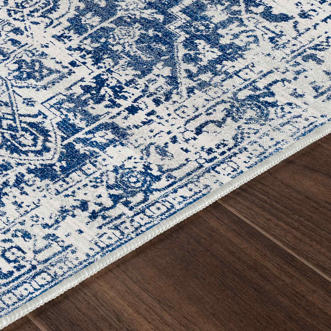 Tapis de Couloir Vintage Oriental Bleu/Blanc Syracusa