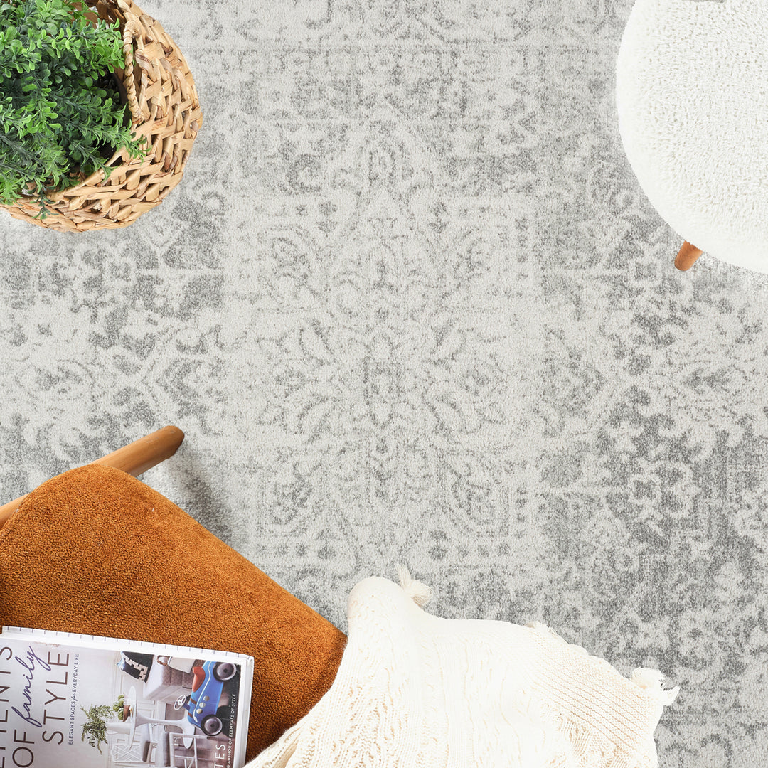 Tapis de Couloir Vintage Oriental Gris/Blanc Syracusa