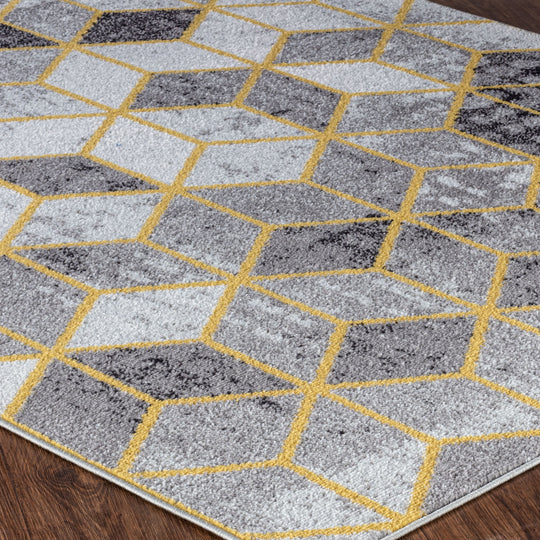 Tapis Scandinave Moderne Gris/Jaune Dinant