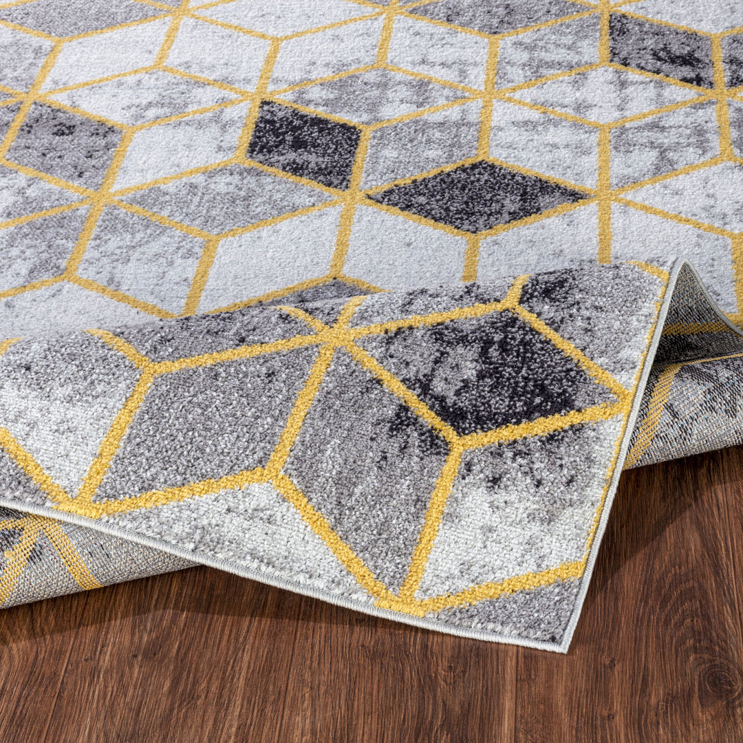 Tapis Scandinave Moderne Gris/Jaune Dinant