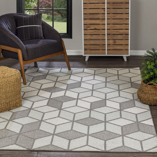 Tapis Scandinave Moderne Blanc/Gris Dinant