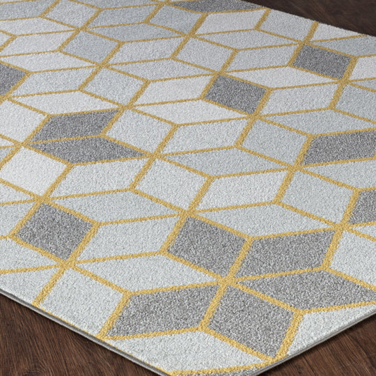 Tapis Scandinave Moderne Blanc/Jaune Dinant