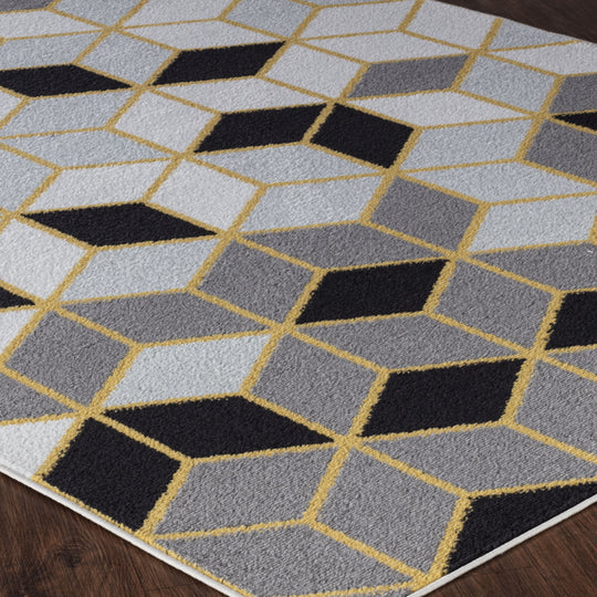 DINANT Tapis Scandinave Moderne Gris/Jaune 160x220