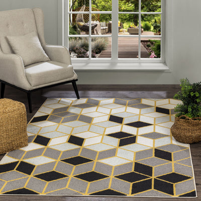 DINANT Tapis Scandinave Moderne Gris/Jaune 120x170