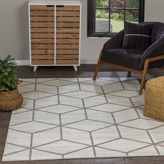 Tapis Scandinave Moderne Blanc/Gris Namur
