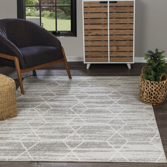 Tapis Scandinave Moderne Gris/Blanc Positano