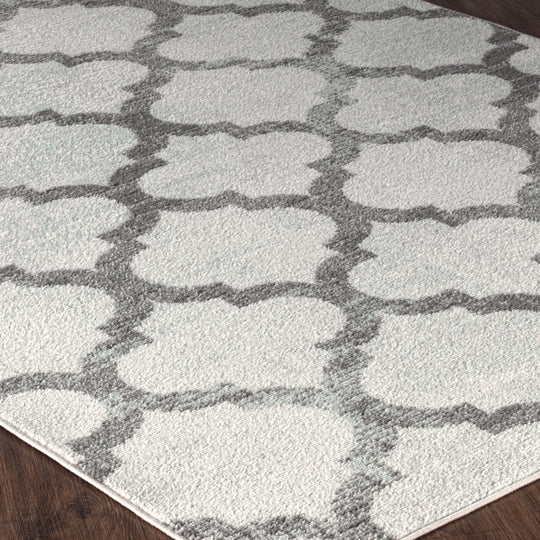 Tapis Vintage Marocain Traditionnel Blanc/Gris Moab