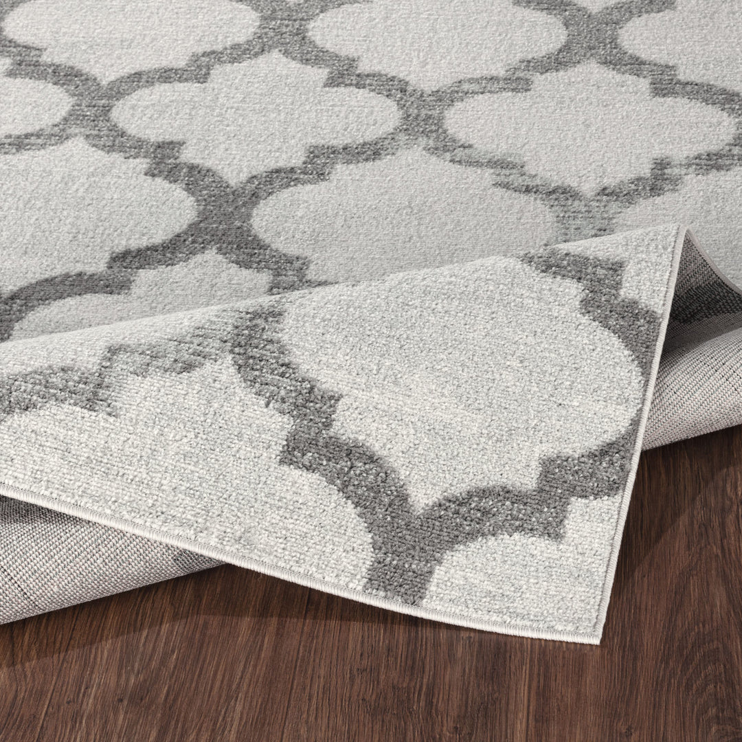 Tapis Vintage Marocain Traditionnel Blanc/Gris Moab