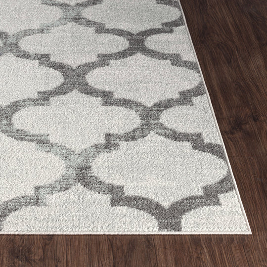 Tapis Vintage Marocain Traditionnel Blanc/Gris Moab