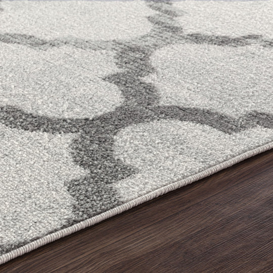 Tapis Vintage Marocain Traditionnel Blanc/Gris Moab