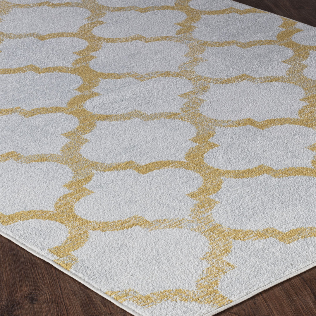 Tapis Vintage Marocain Traditionnel Blanc/Jaune Moab