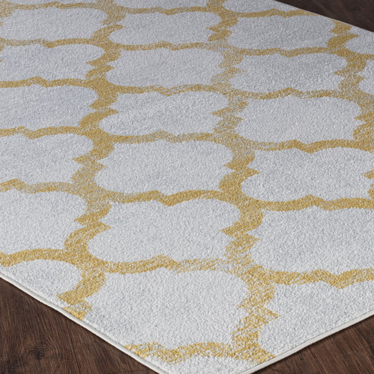 Tapis Vintage Marocain Traditionnel Blanc/Jaune Moab