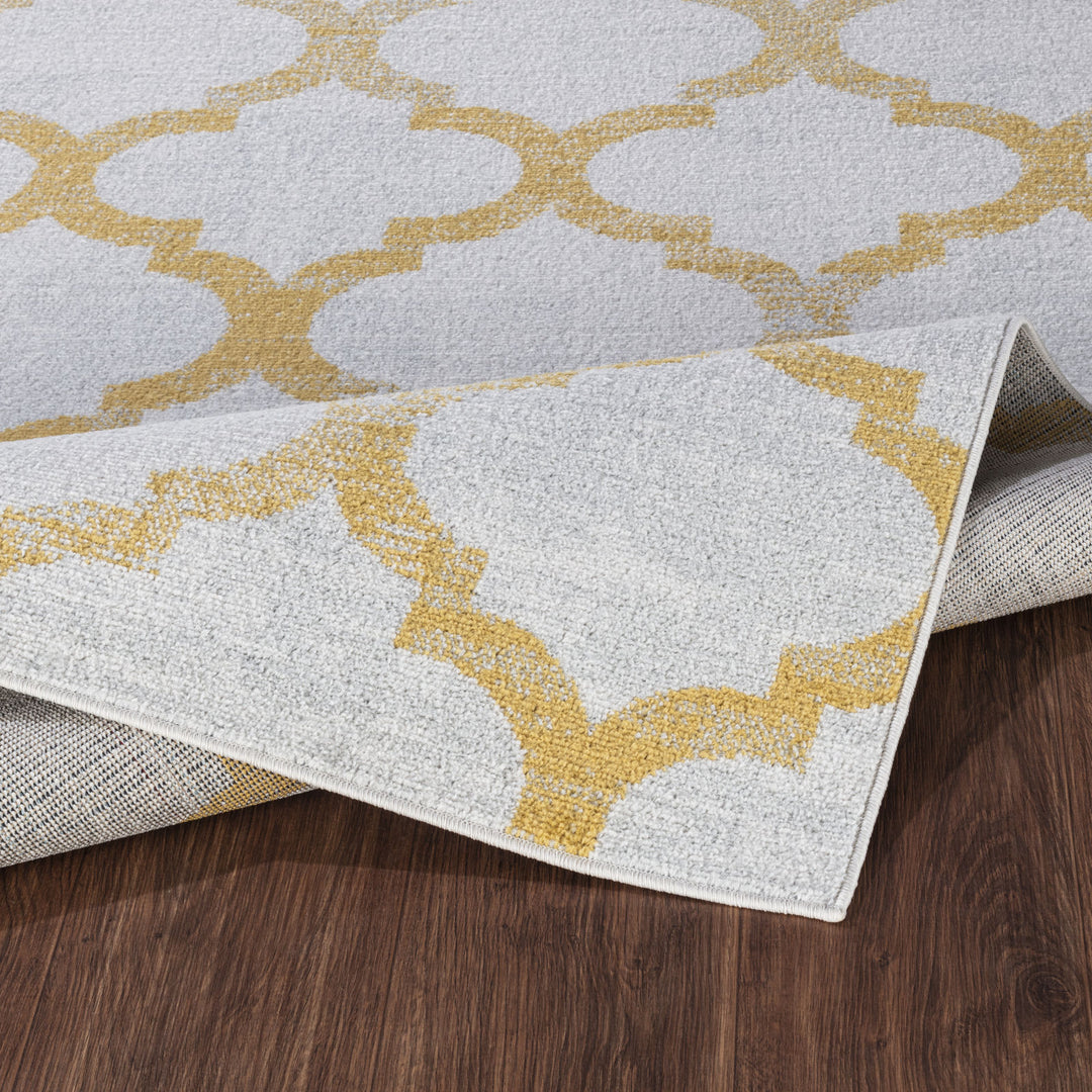 Tapis Vintage Marocain Traditionnel Blanc/Jaune Moab