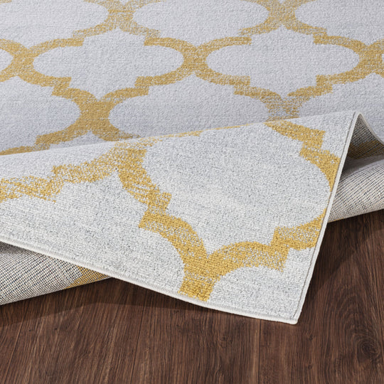 Tapis Vintage Marocain Traditionnel Blanc/Jaune Moab