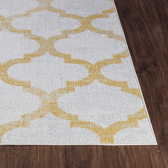 Tapis Vintage Marocain Traditionnel Blanc/Jaune Moab